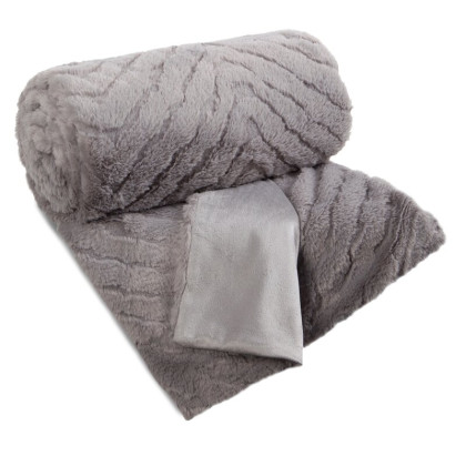 Deka 150x200 cm sivá, z mäkkej kožušiny s 3D efektom KATE